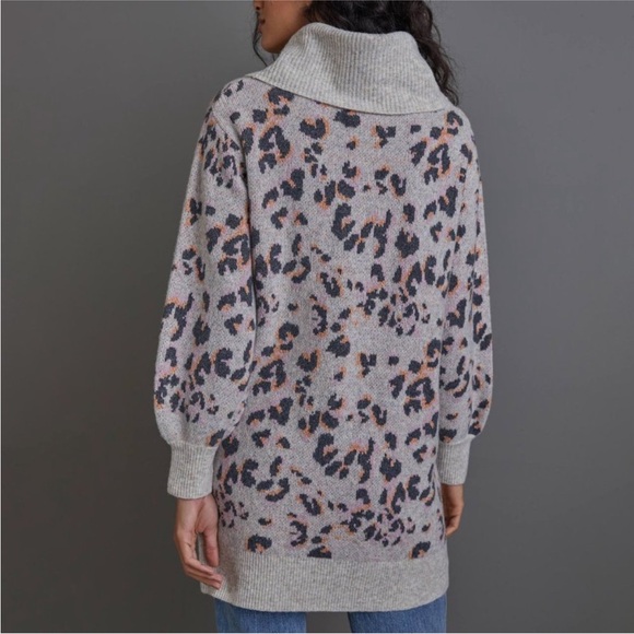 Anthropologie Emmy Cowl Neck Leopard/Animal Print Tunic Sweater Size XS - Picture 6 of 15